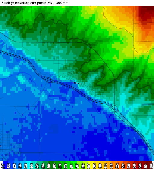 Zillah elevation map