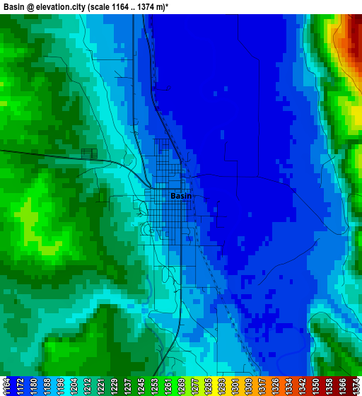 Basin elevation map