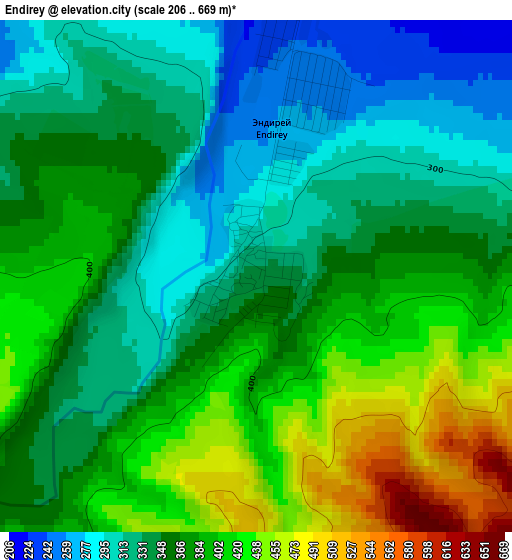 Endirey elevation map