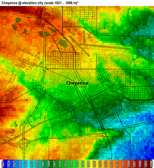 Cheyenne elevation map