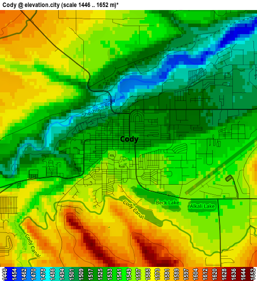 Cody elevation map