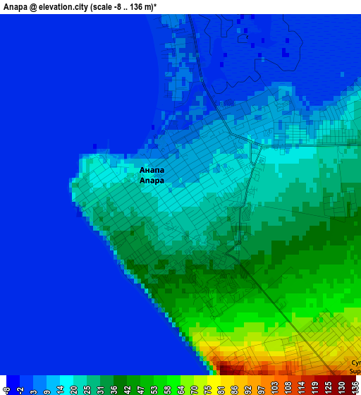 Anapa elevation map