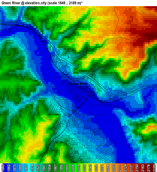 Green River elevation map