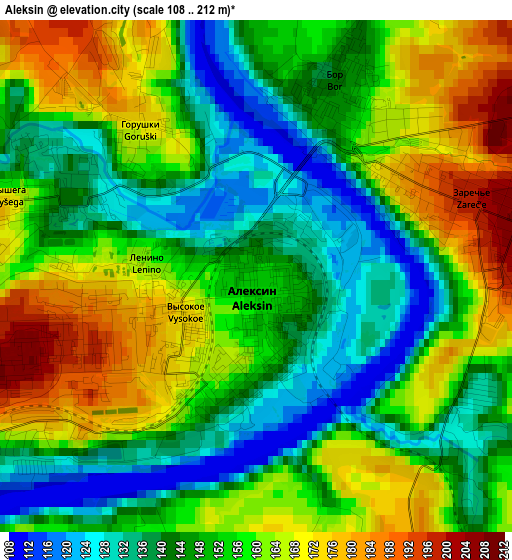 Aleksin elevation map