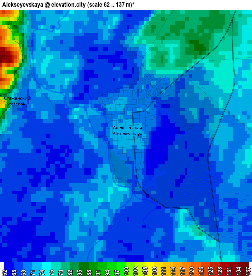 Alekseyevskaya elevation map