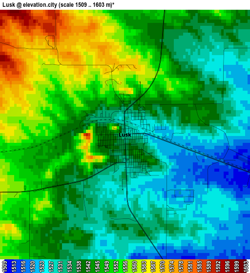 Lusk elevation map