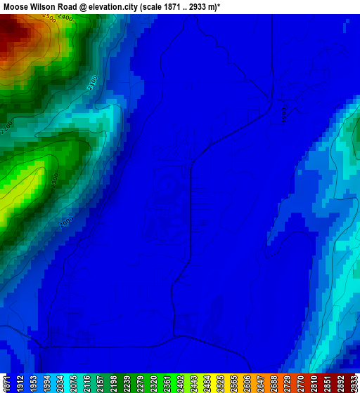 Moose Wilson Road elevation map