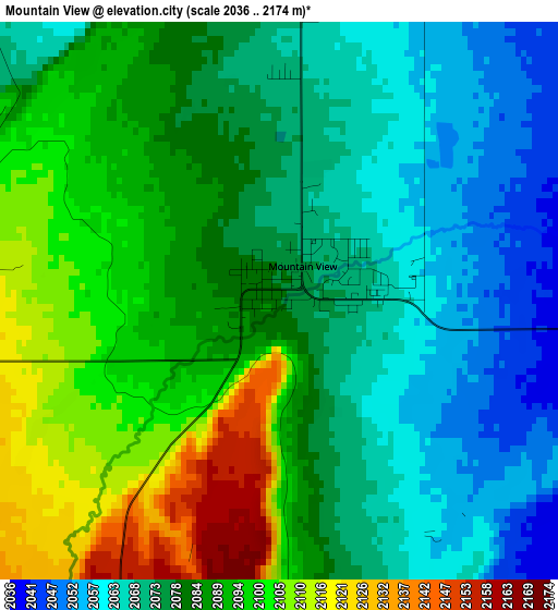 Mountain View elevation map