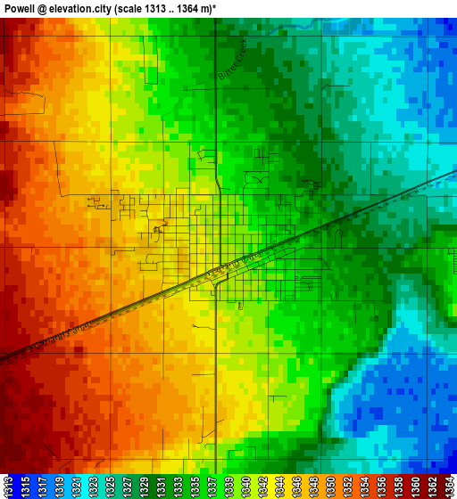 Powell elevation map