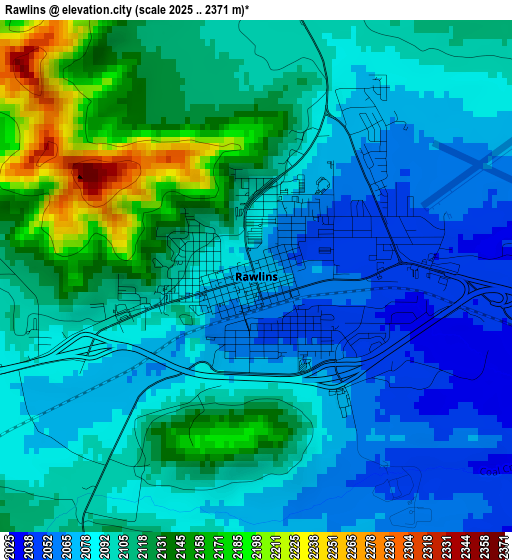 Rawlins elevation map