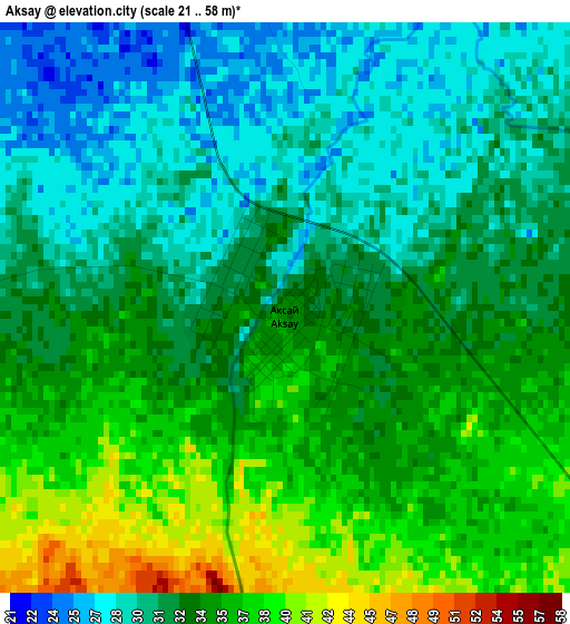 Aksay elevation map