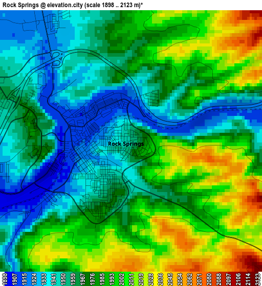 Rock Springs elevation map