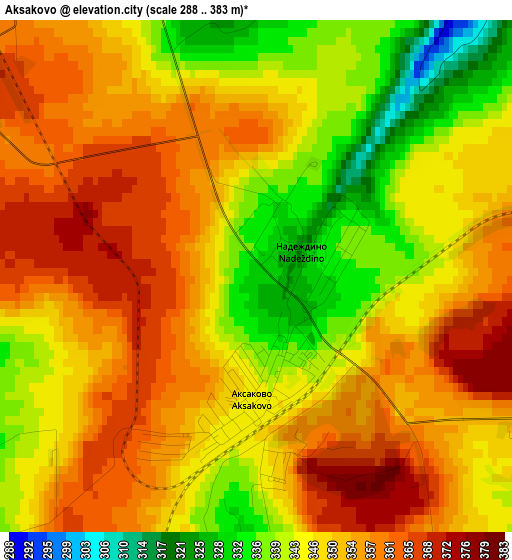 Aksakovo elevation map