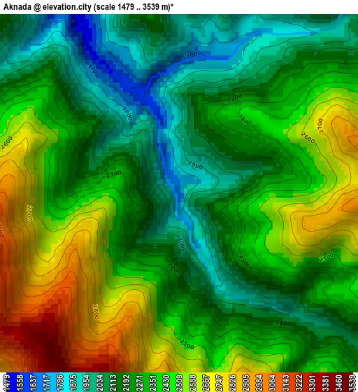 Aknada elevation map