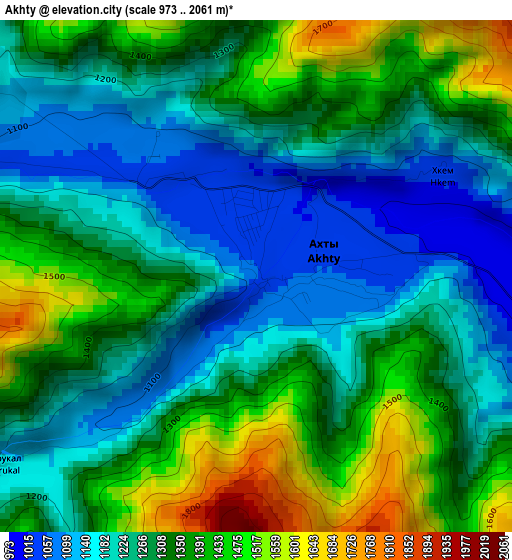 Akhty elevation map