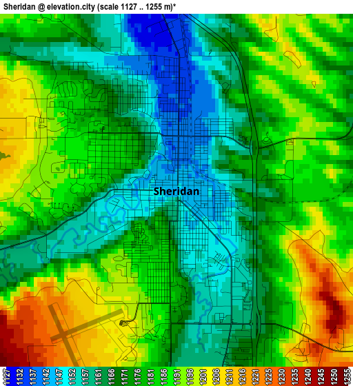 Sheridan elevation map