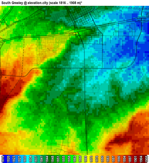 South Greeley elevation map