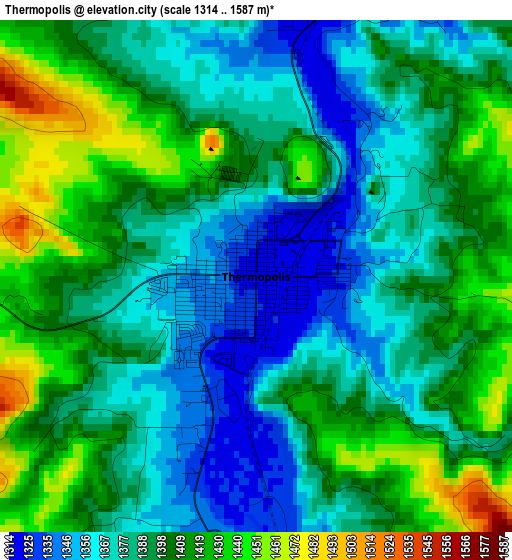 Thermopolis elevation map