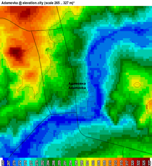 Adamovka elevation map