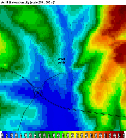 Achit elevation map