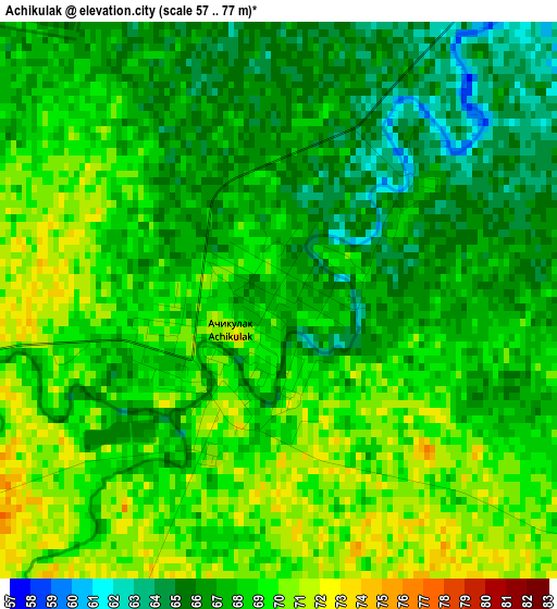 Achikulak elevation map