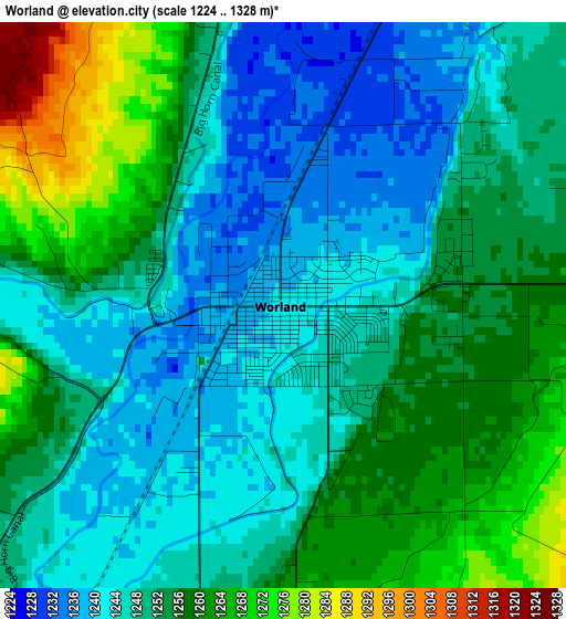 Worland elevation map