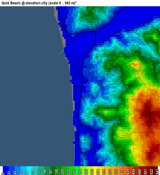 Gold Beach elevation map