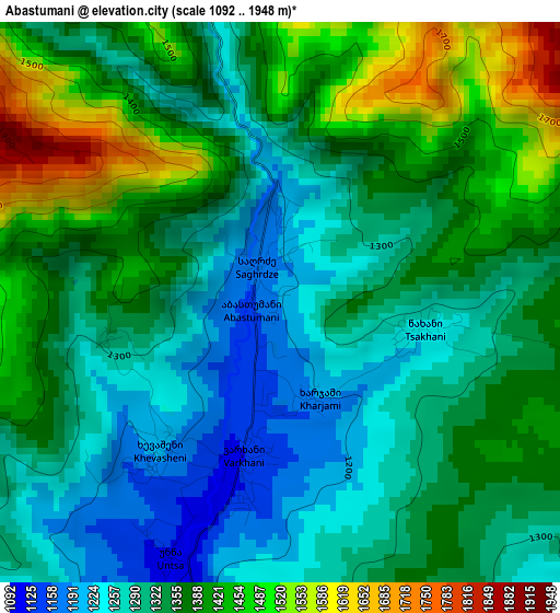 Abastumani elevation map