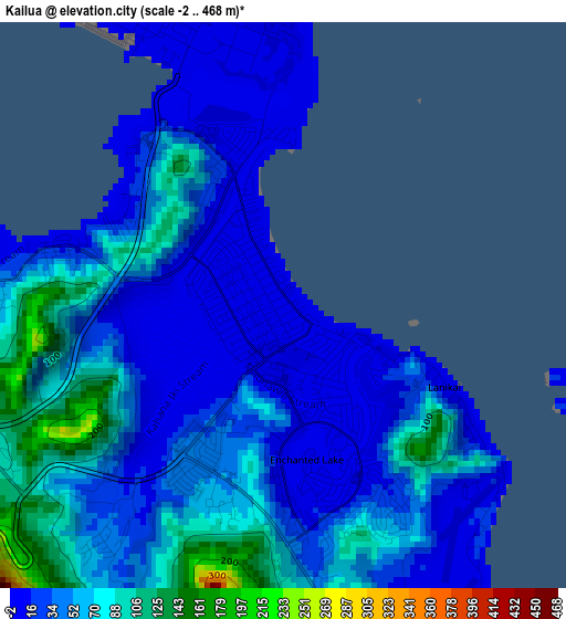 Kailua elevation map