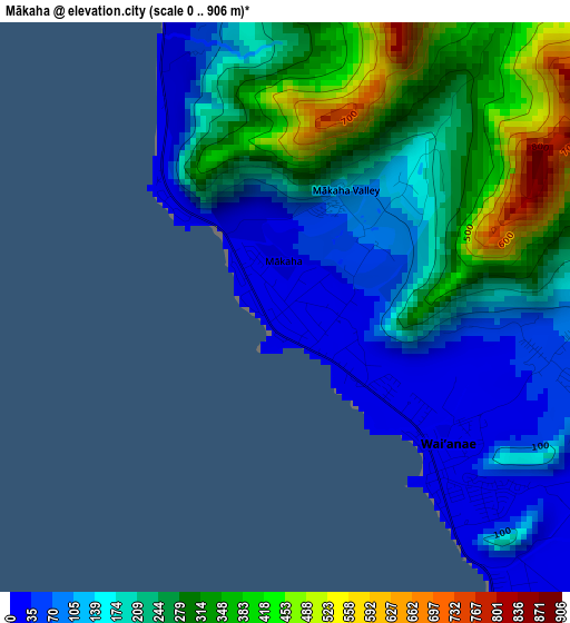 Mākaha elevation map