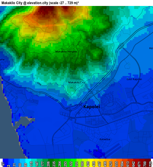 Makakilo City elevation map