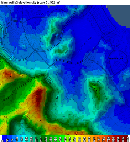 Maunawili elevation map