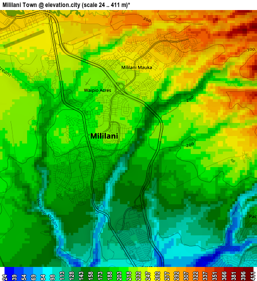 Mililani Town elevation map