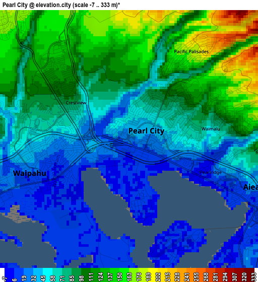 Pearl City elevation map