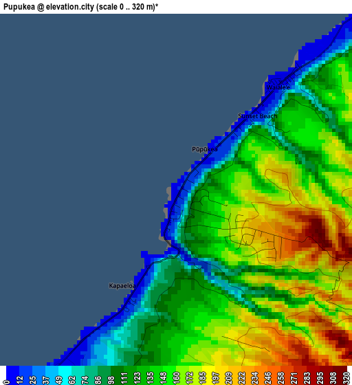 Pupukea elevation map