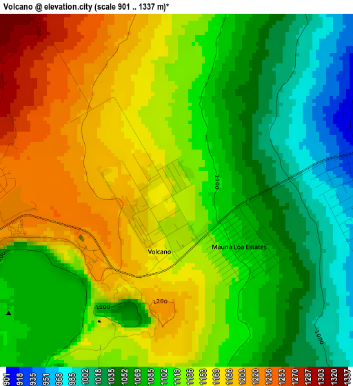 Volcano elevation map