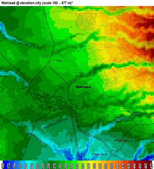 Wahiawā elevation map