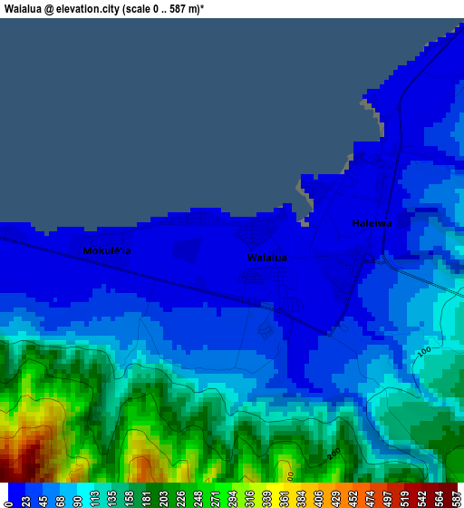 Waialua elevation map