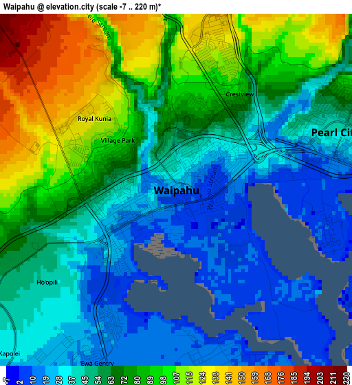 Waipahu elevation map