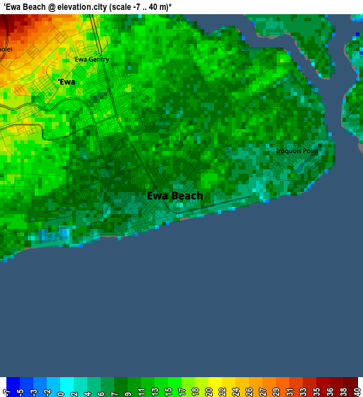 ‘Ewa Beach elevation map