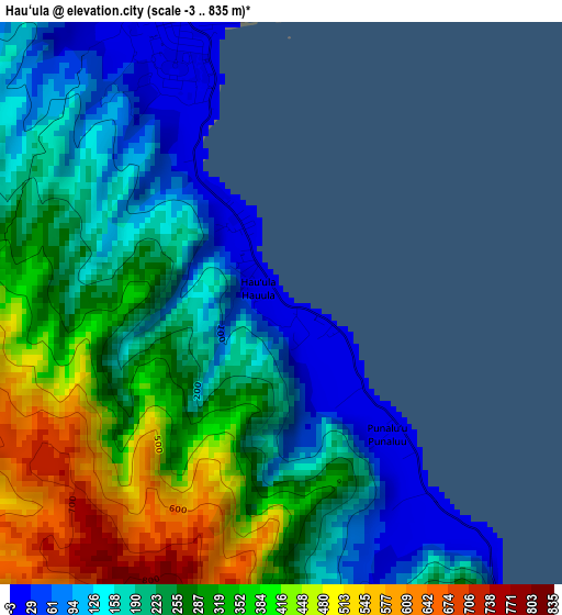 Hau‘ula elevation map