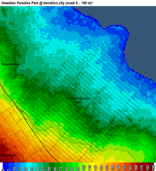 Hawaiian Paradise Park elevation map