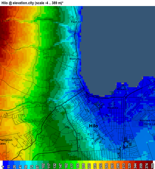 Hilo elevation map