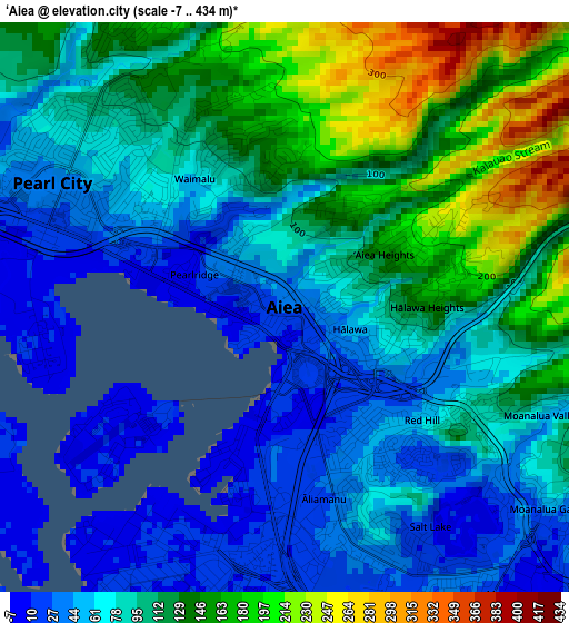 ‘Aiea elevation map