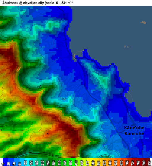 ‘Āhuimanu elevation map