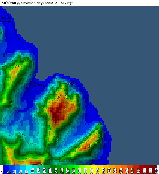 Ka‘a‘awa elevation map