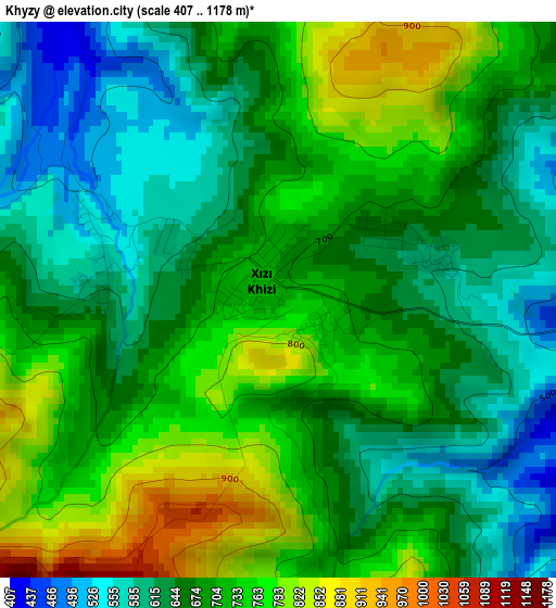 Khyzy elevation map