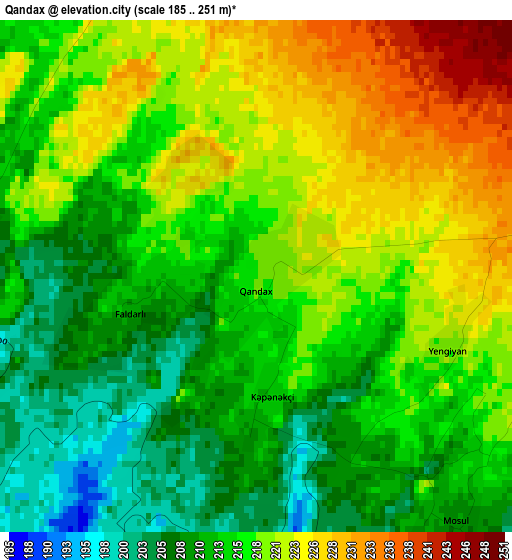 Qandax elevation map