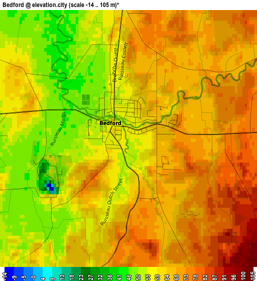 Bedford elevation map