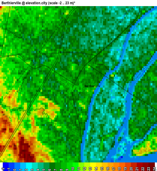 Berthierville elevation map